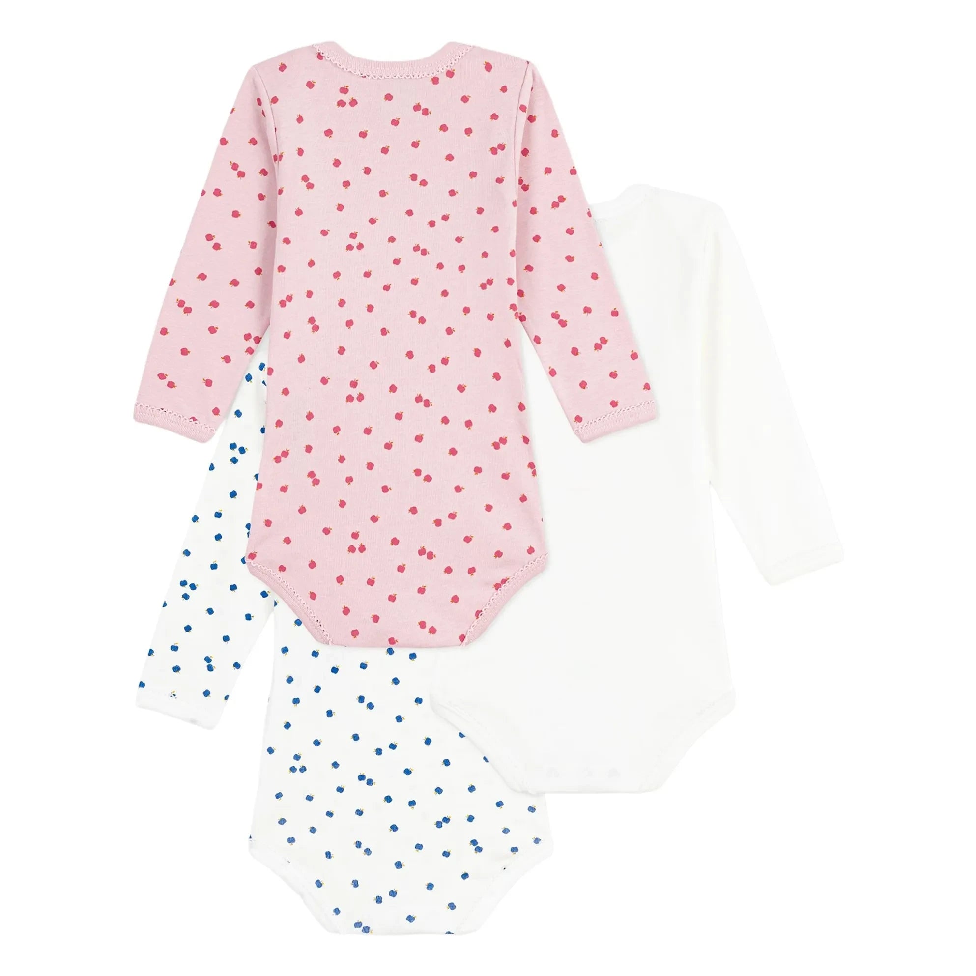 Petit Bateau - Batch 3 Organik Pamuk Apple Bodyler | Ecru
