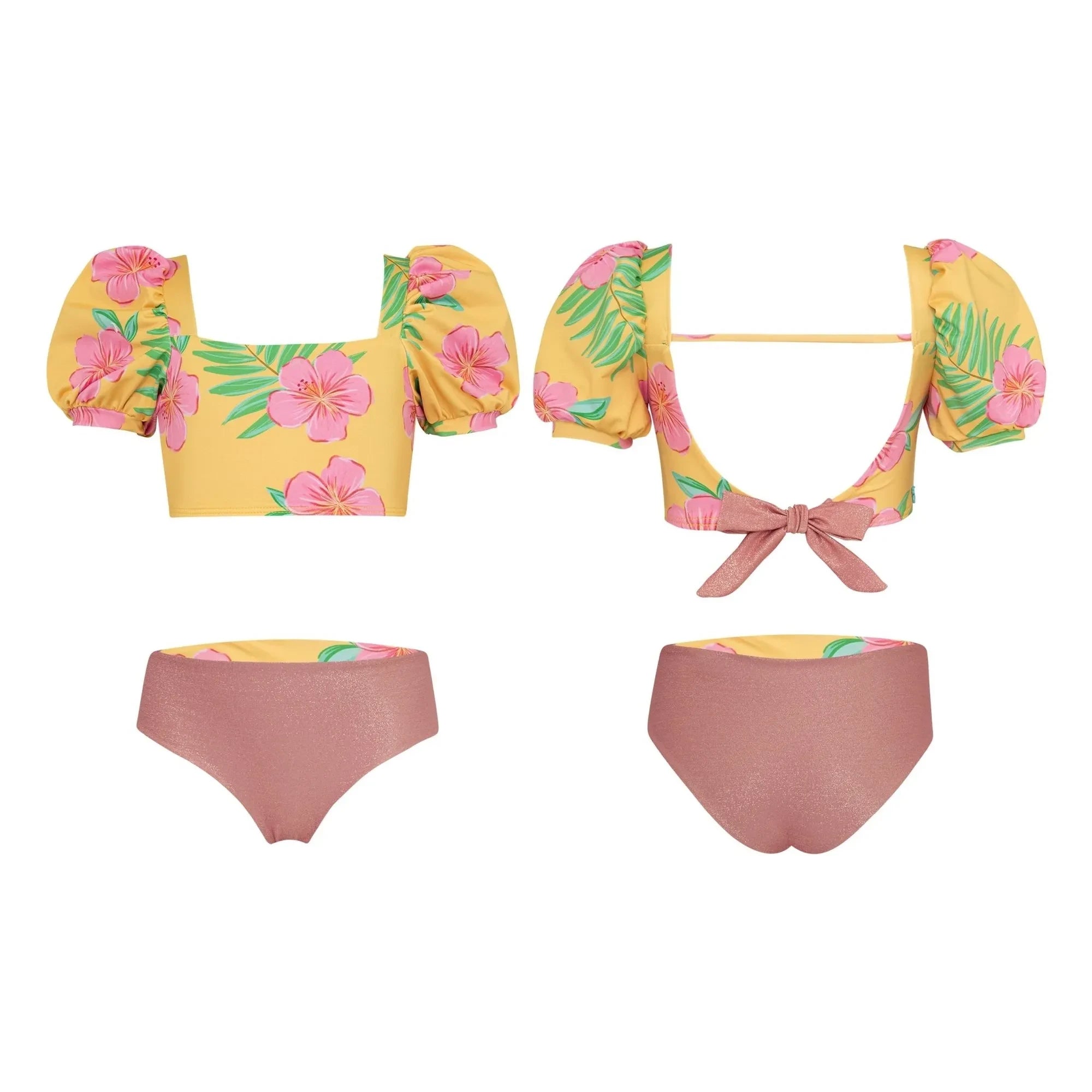 Pepita & Me - Gathered Hibiscus Swimsuit | Yellow