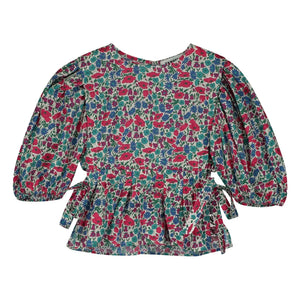 Tangerine - Floral puff-sleeved blouse | Raspberry Red