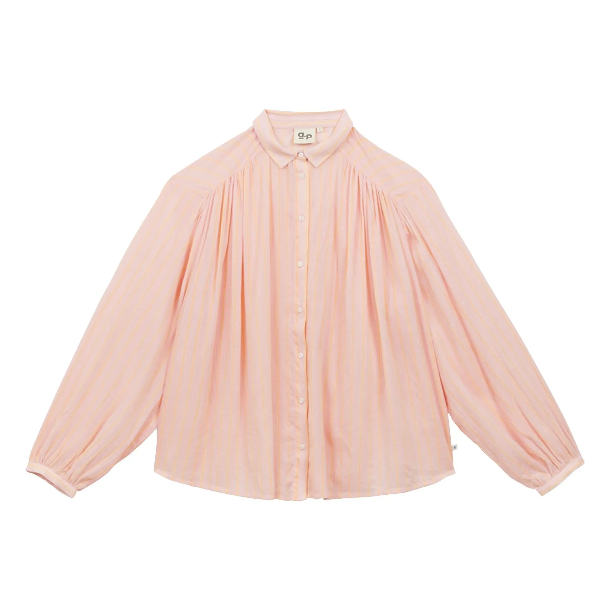 a.p - Striped Organic Cotton Shirt | Pink
