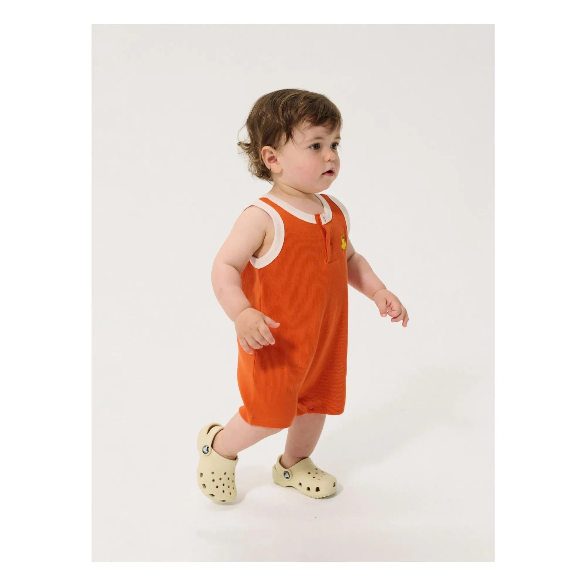 Bobo Choses - Organic Cotton Bird Ribbed Overall | Orange
