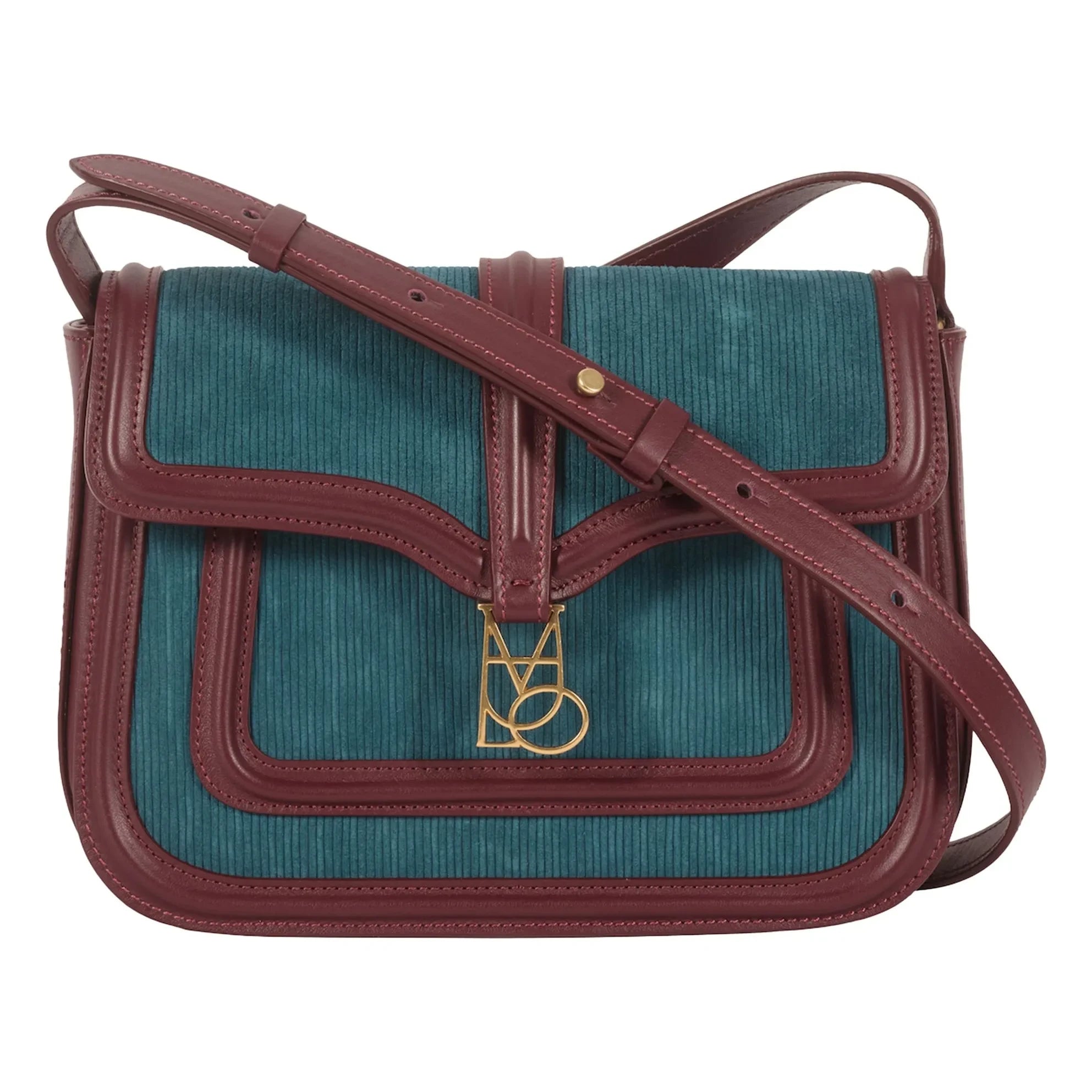 Maria de la Orden - Noah Velvet and Leather Bag | Petrol Blue