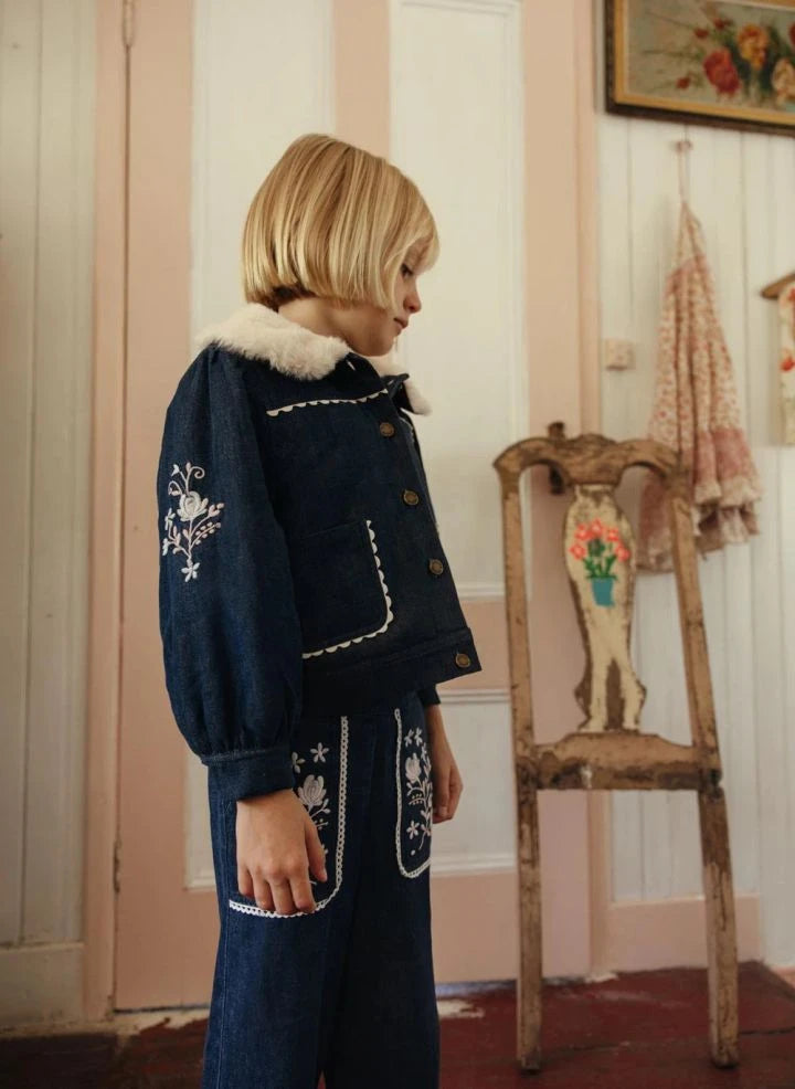 Louise Misha - Rafalina Denim Ceket | Koyu Mavi