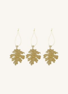 House Doctor - Gliz Leaf Christmas Decoration - 3-Piece Set | Gold