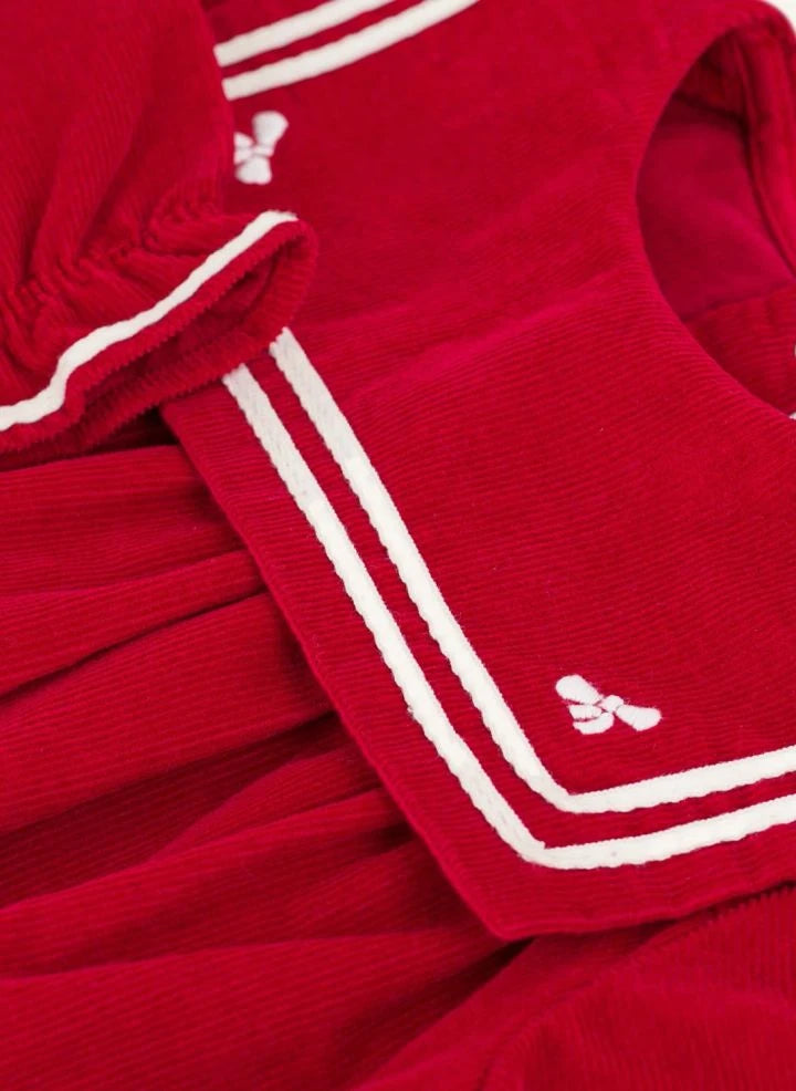 Petit Bateau - Organik pamuklu kadife tulum | Kırmızı