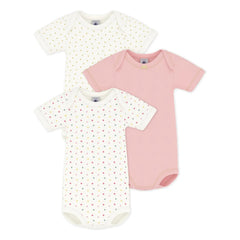 Petit Bateau - Pack of 3 Mini Heart Organic Cotton Bodysuits | White