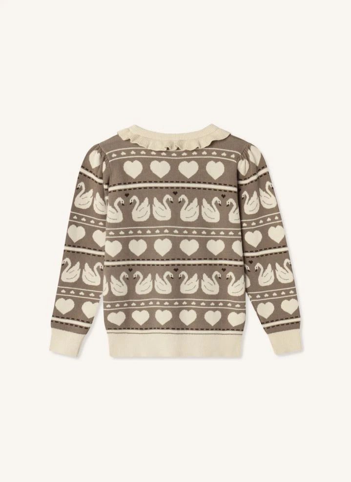 Fliink - Lovely Swans Organic Cotton Sweater | Ecru