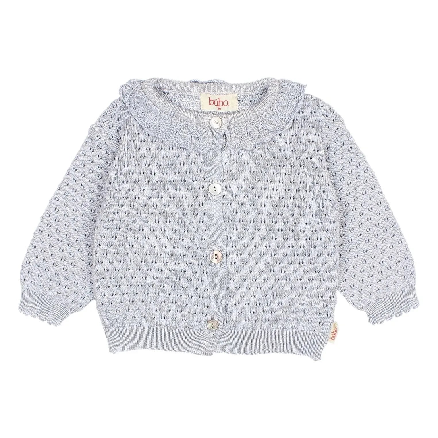 Búho - Cardigan Pointelle Boho Organic Cotton | Light blue
