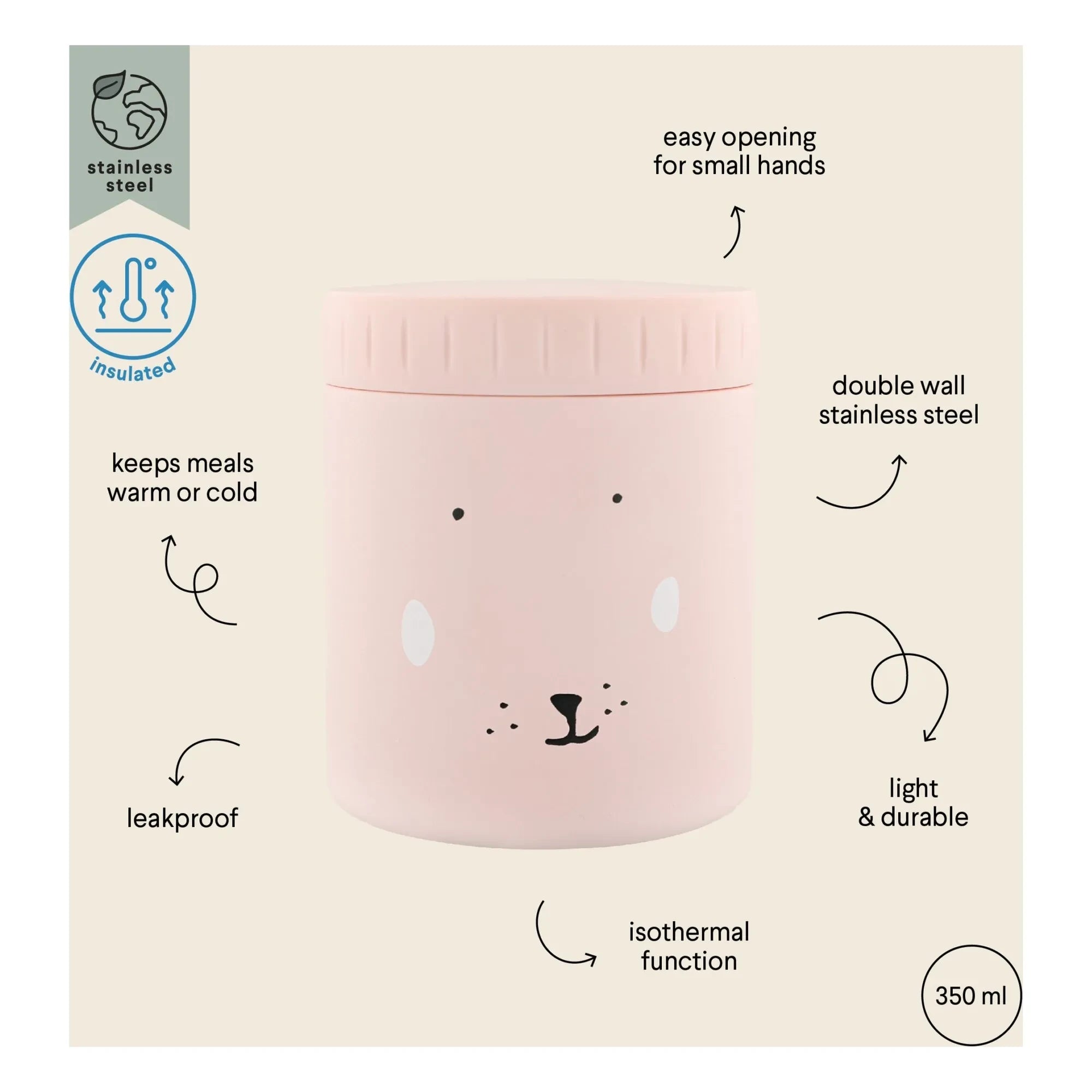 Trixie - Insulated Lunch Box 350 ml Mrs Rabbit | Pink