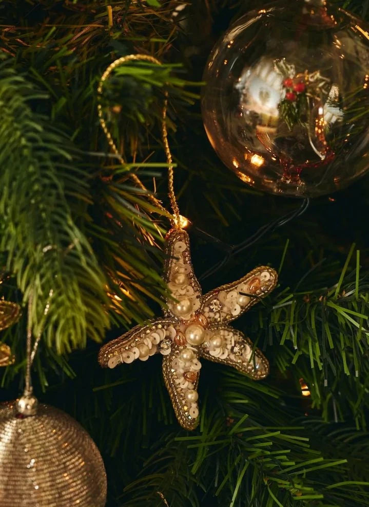 Anna + Nina - Starfish Christmas Ornament | White