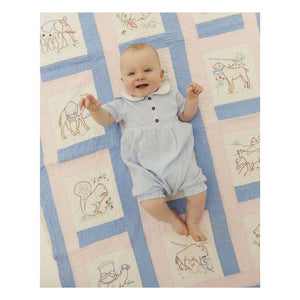Copenhagen Colors - Organic Cotton Striped Peter Pan Collar Romper | Light Blue