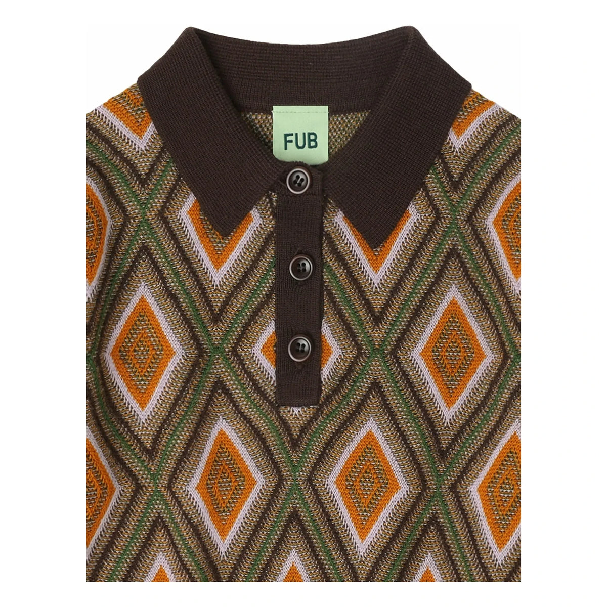 FUB - Harlequin Merinos yünlü polo tişört | Kahverengi