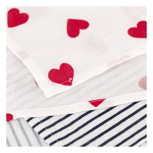 Petit Bateau - Batch 2 Heart Pattern Changing Pad Cover | White