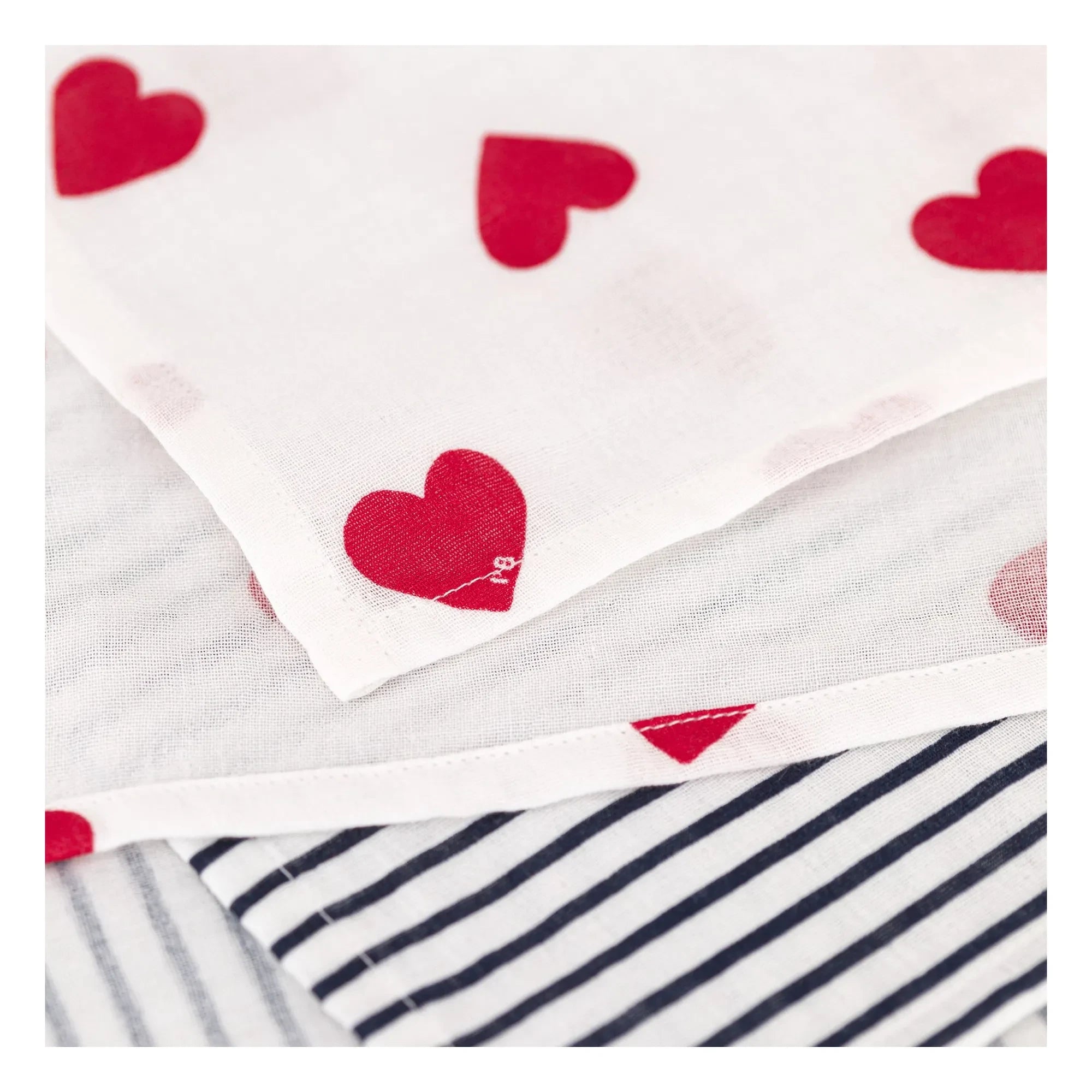 Petit Bateau - Batch 2 Heart Pattern Changing Pad Cover | White