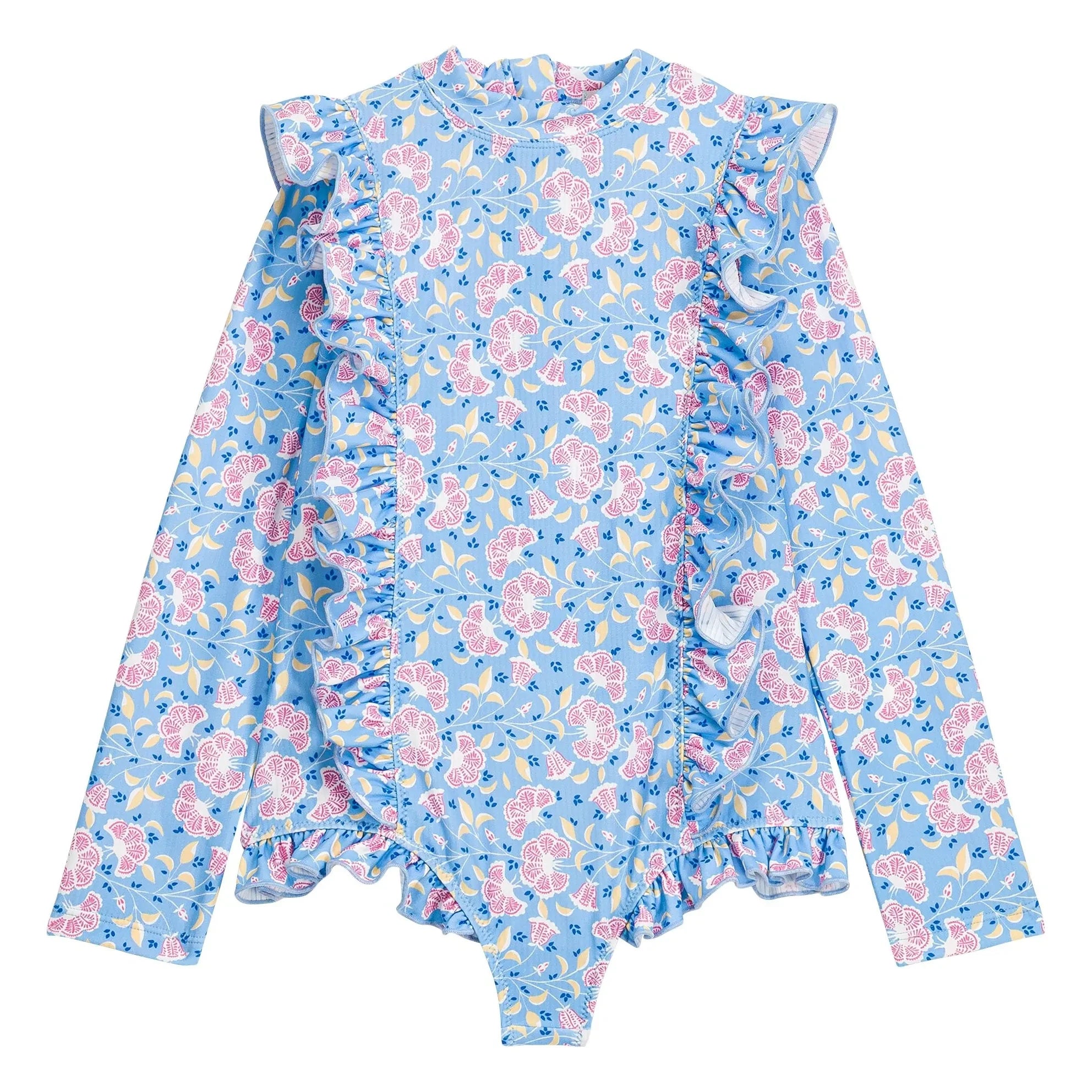 Louise Misha - Aurélie Floral Long Sleeve Swimsuit Made from Recycled Fibers | Blue
