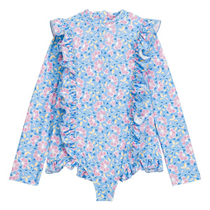 Louise Misha - Aurélie Floral Long Sleeve Swimsuit Made from Recycled Fibers | Blue