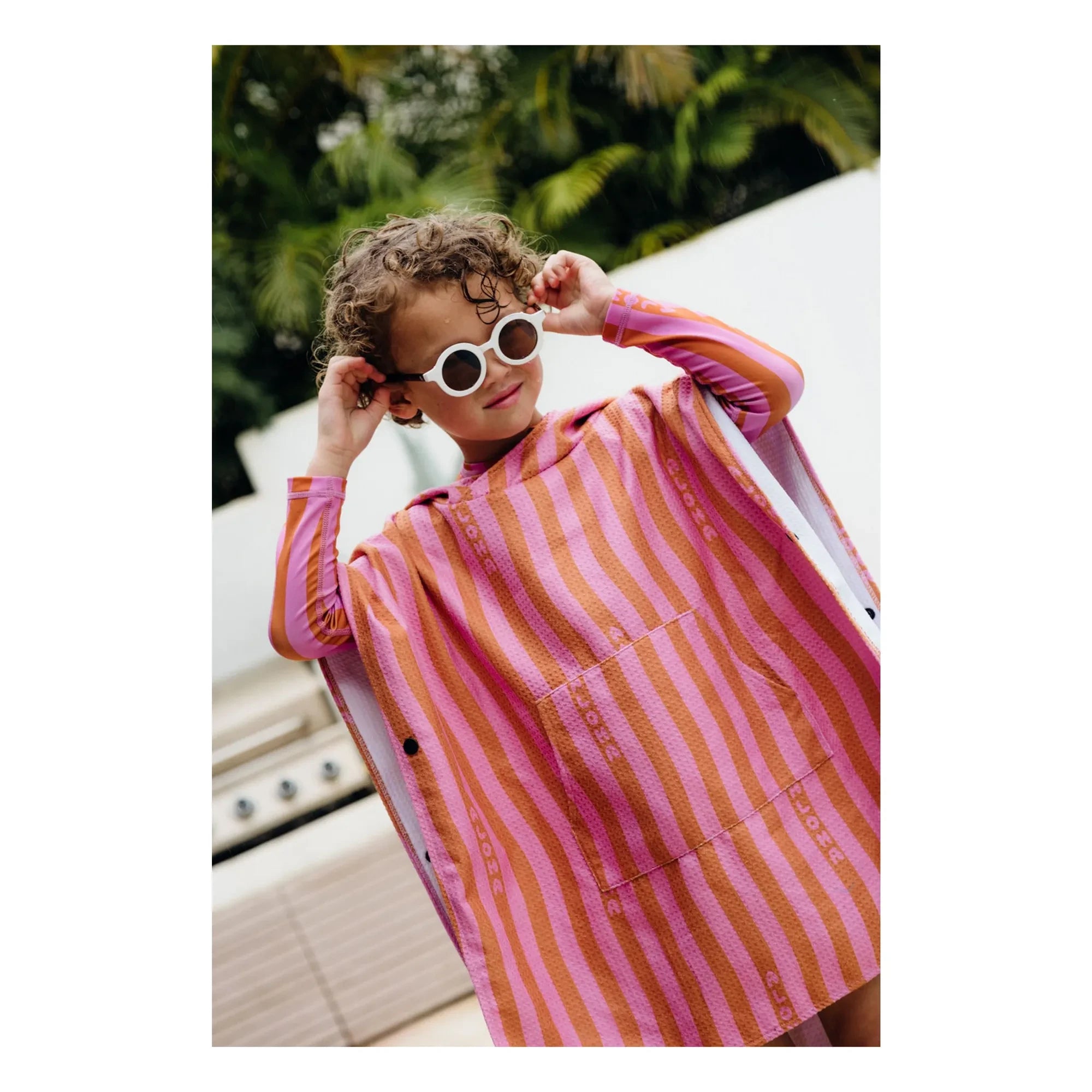 Beach & Bandits - Aloha Striped Organic Cotton Poncho | Pink