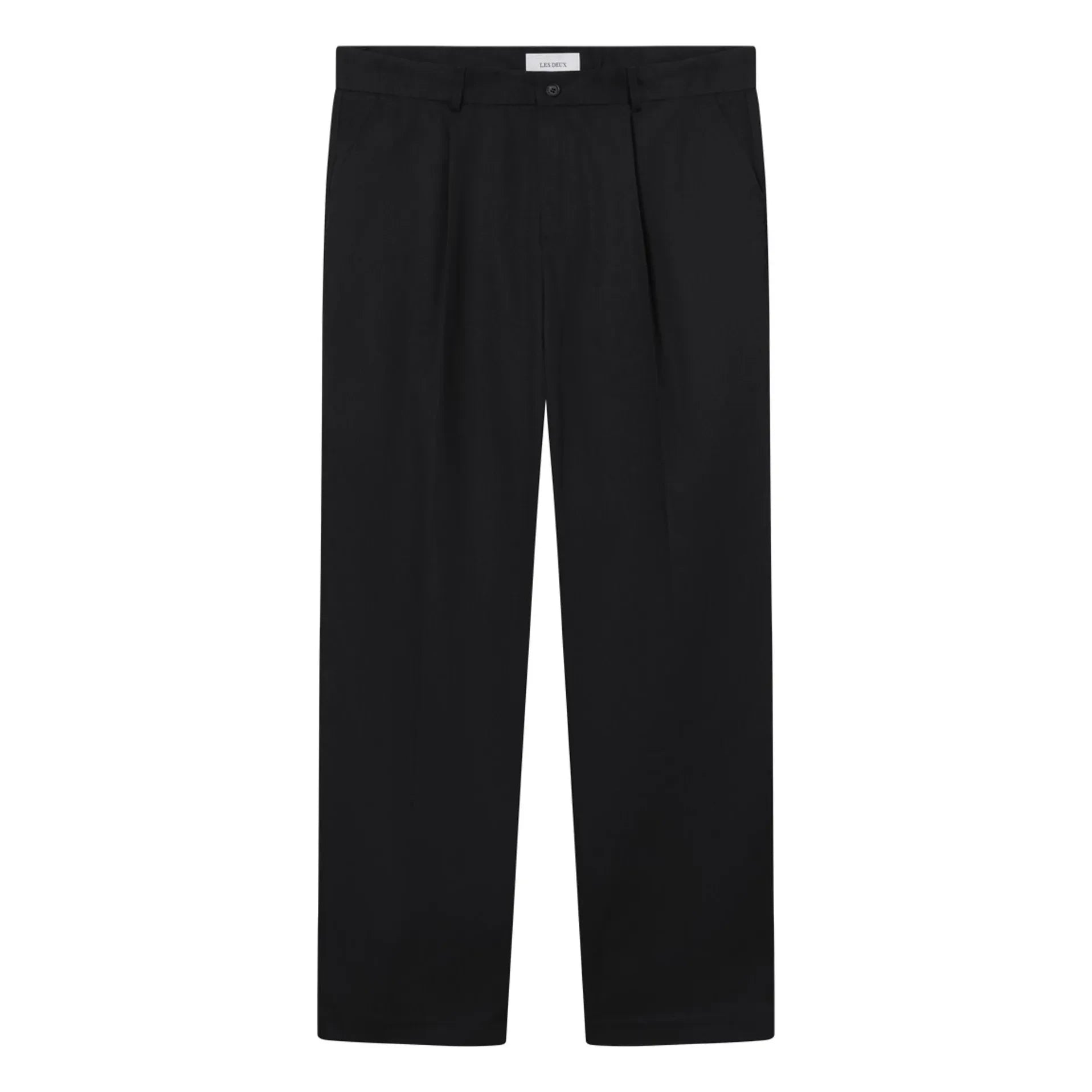 Les Deux - Straight Leg Pleated Pants Reece | Dark Noir