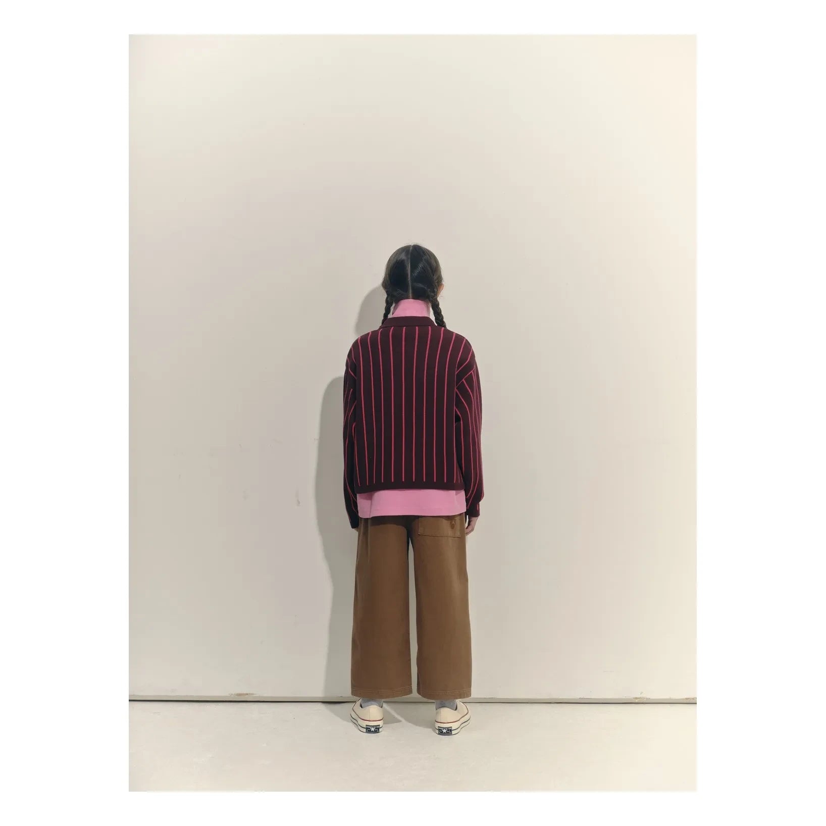 Main Story - Organik Pamuklu Çizgili V Yaka Sweatshirt | Bordo