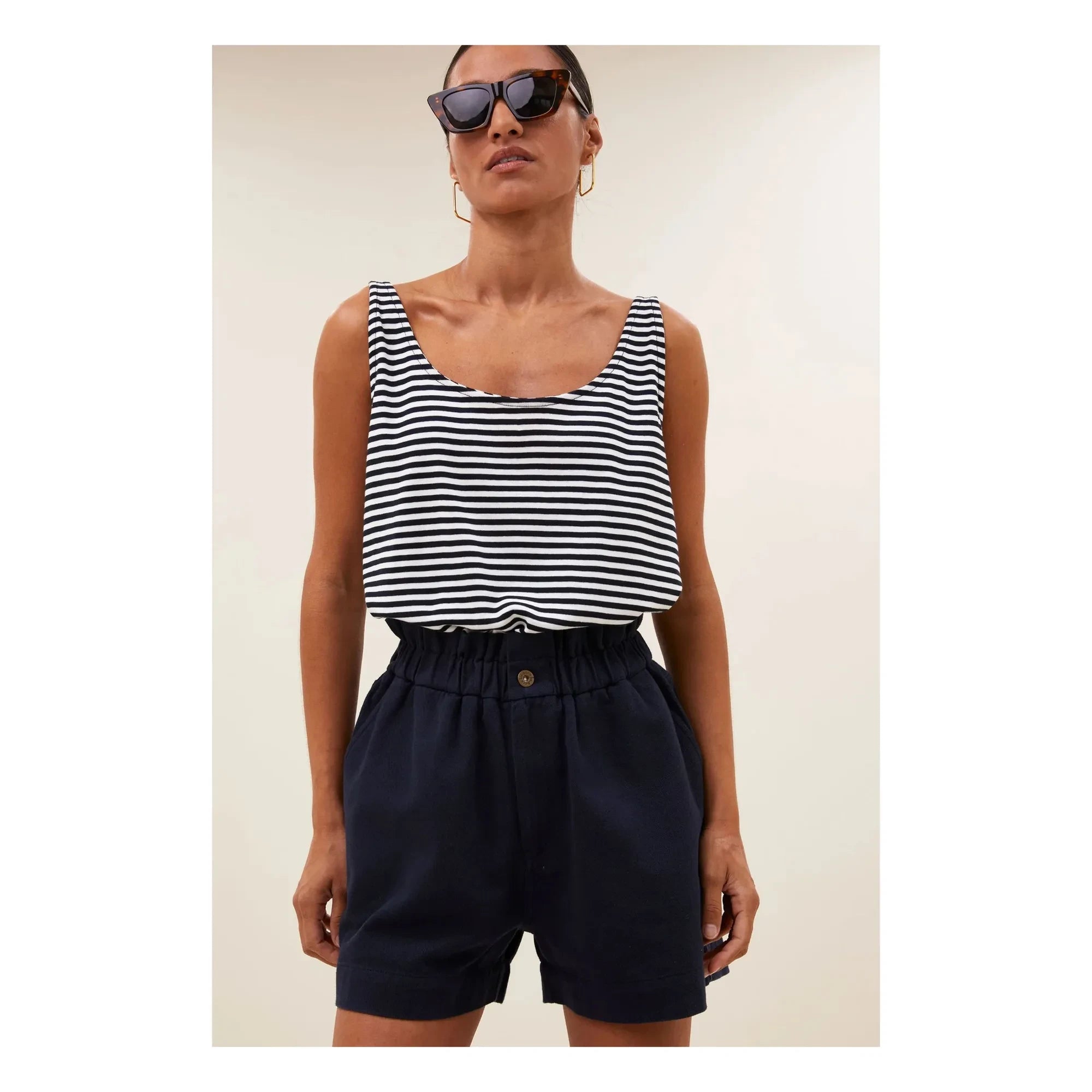 By Bar - Cotton Striped Tank Top | Night Blue