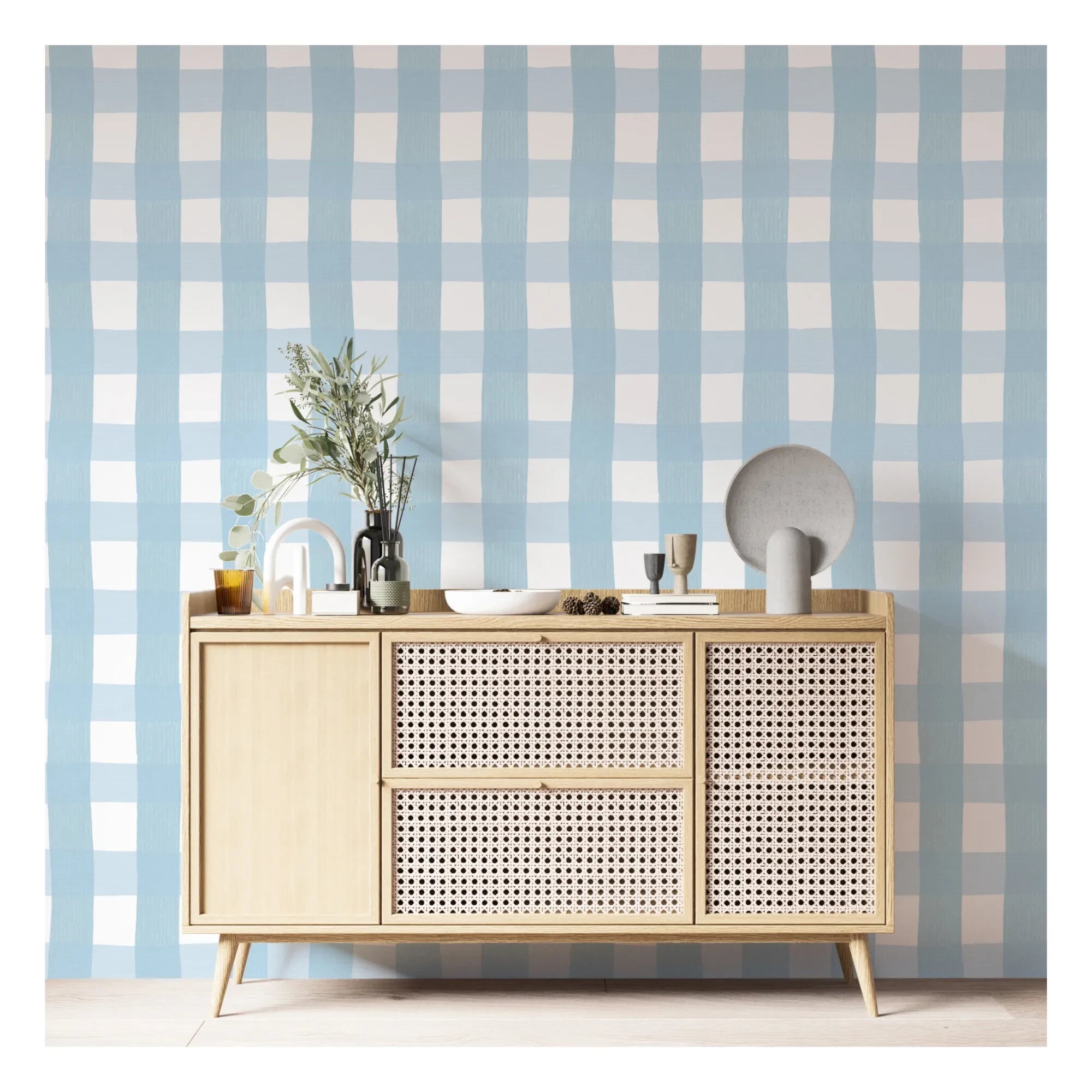 PaperMint - Blue Checkered Wallpaper