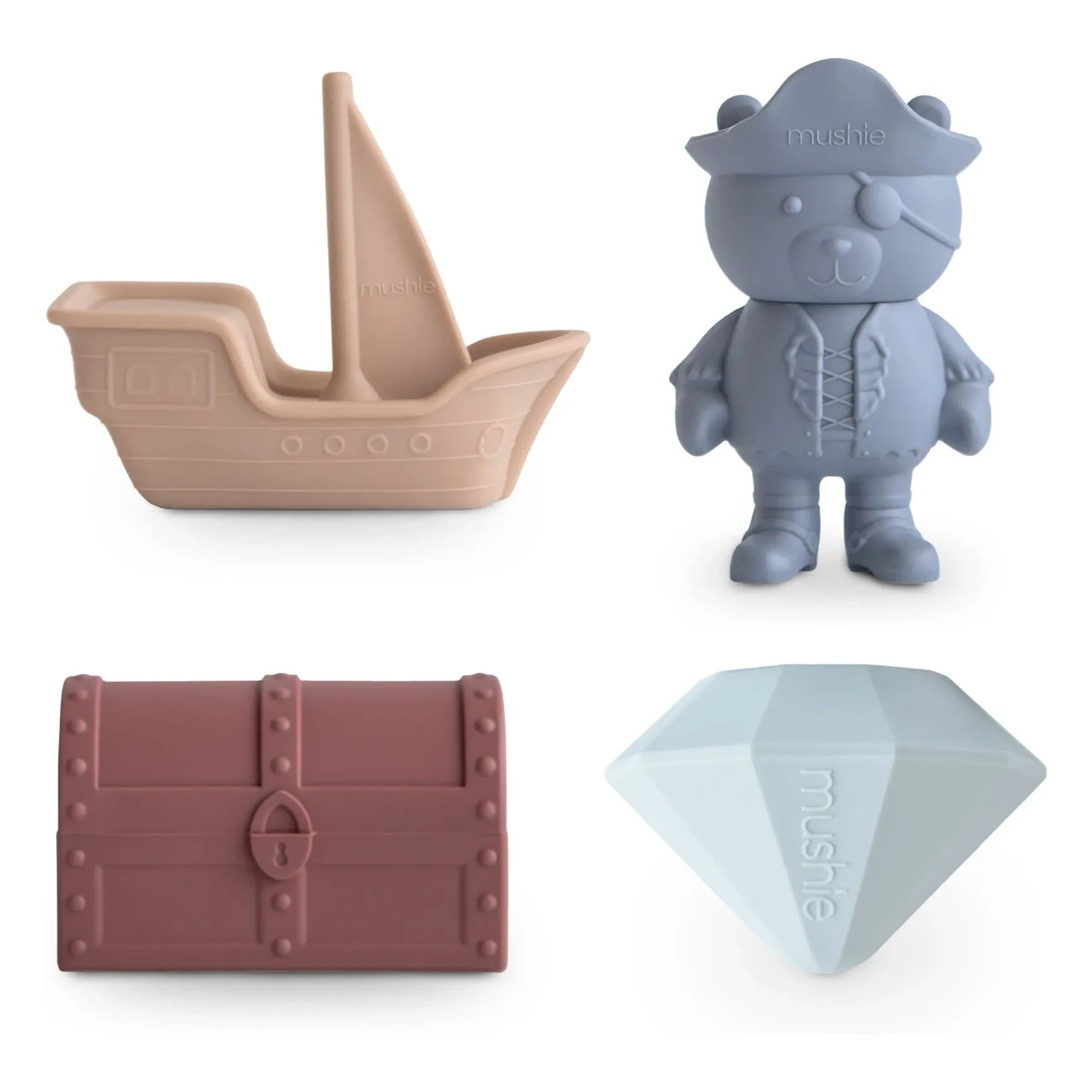Mushie - Pirate bath toys - Set of 4 | Blue