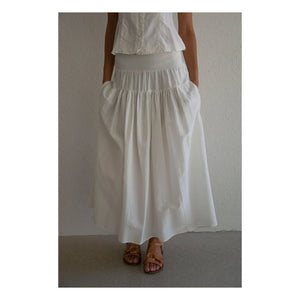 THEAVANT - Charlotte Cotton ve İpek Poplin Etek | Beyaz