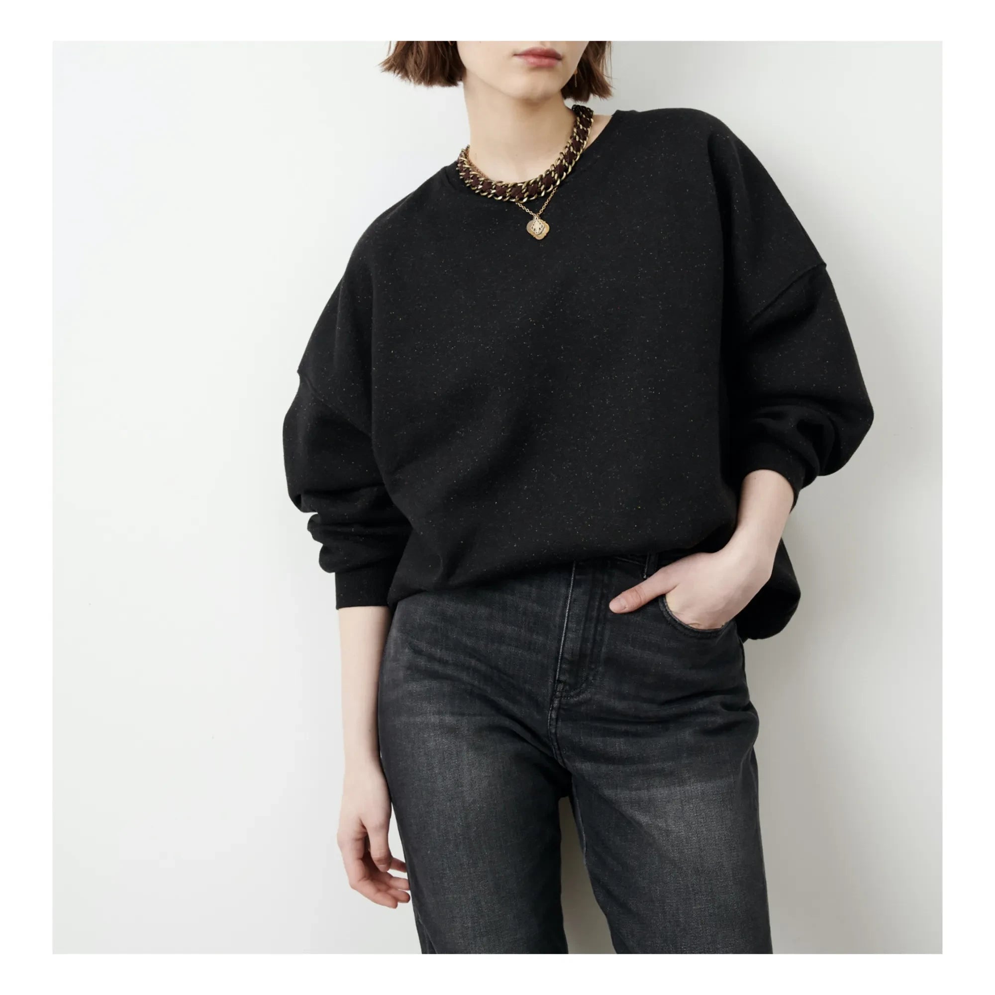 Sessùn - Chebbi Dotted Cotton Sweatshirt | Black