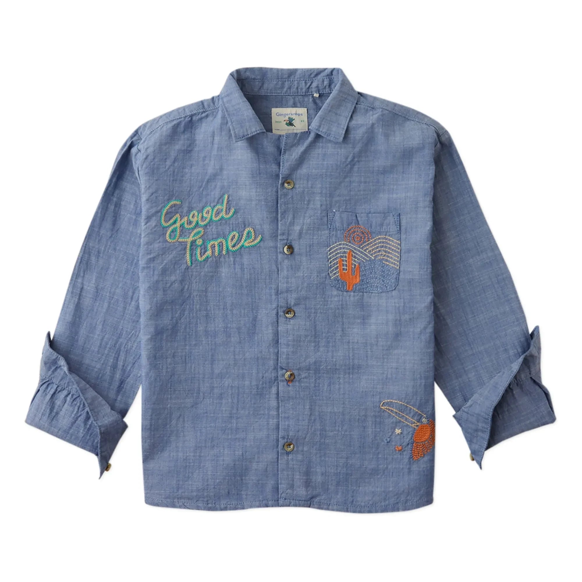 Gingersnaps - Lewis Nakışlı Chambray Gömlek | Mavi