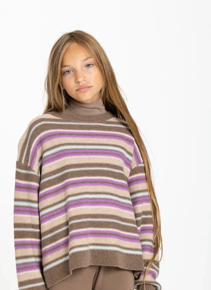 Smallable Kid - Shelly Striped Wool Sweater | Pink