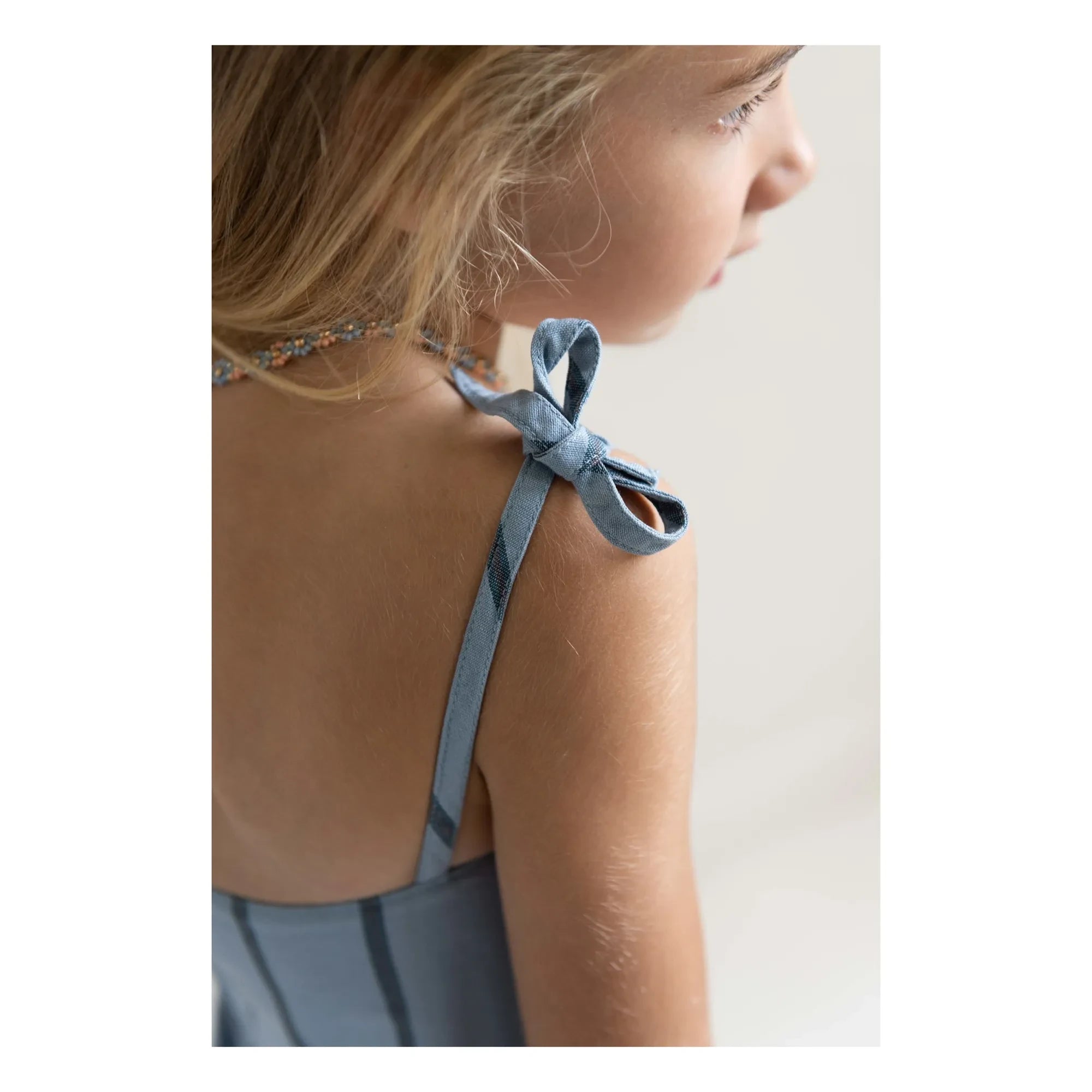 Jenest - Striped Organic Cotton Romper Dress | Light Blue