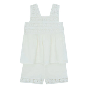 Bonton - Nouki Cotton Muslin Tank Top and Shorts Set | Ecru