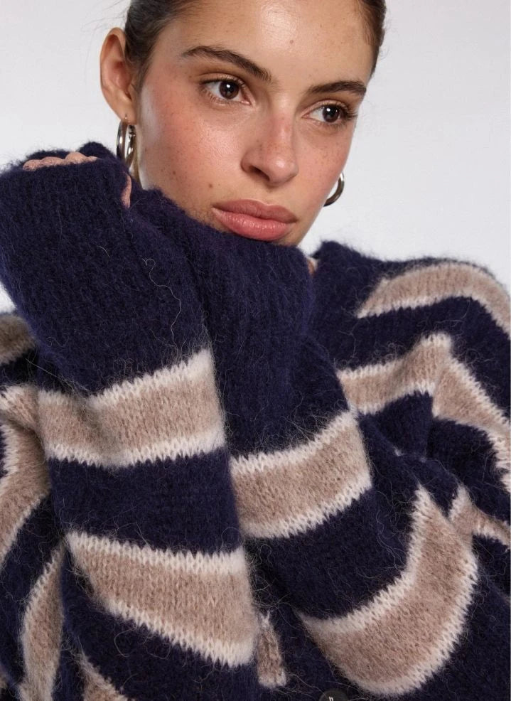 Nitah - Michel Striped Cardigan | Blue