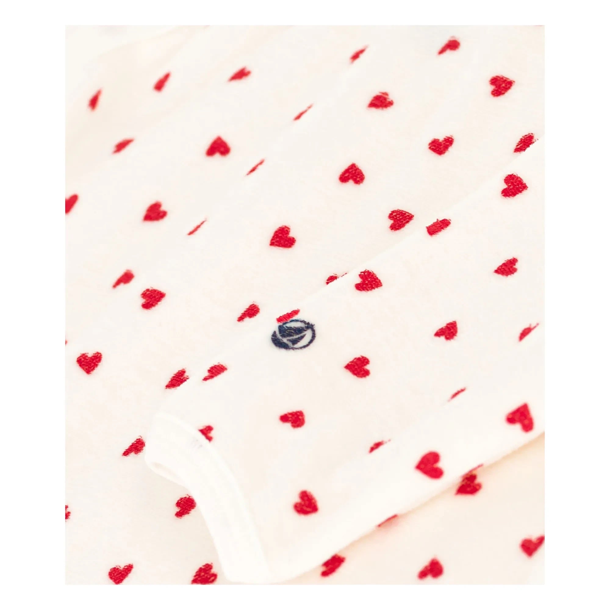 Petit Bateau - Organic Cotton Velvet Heart Pajamas | White