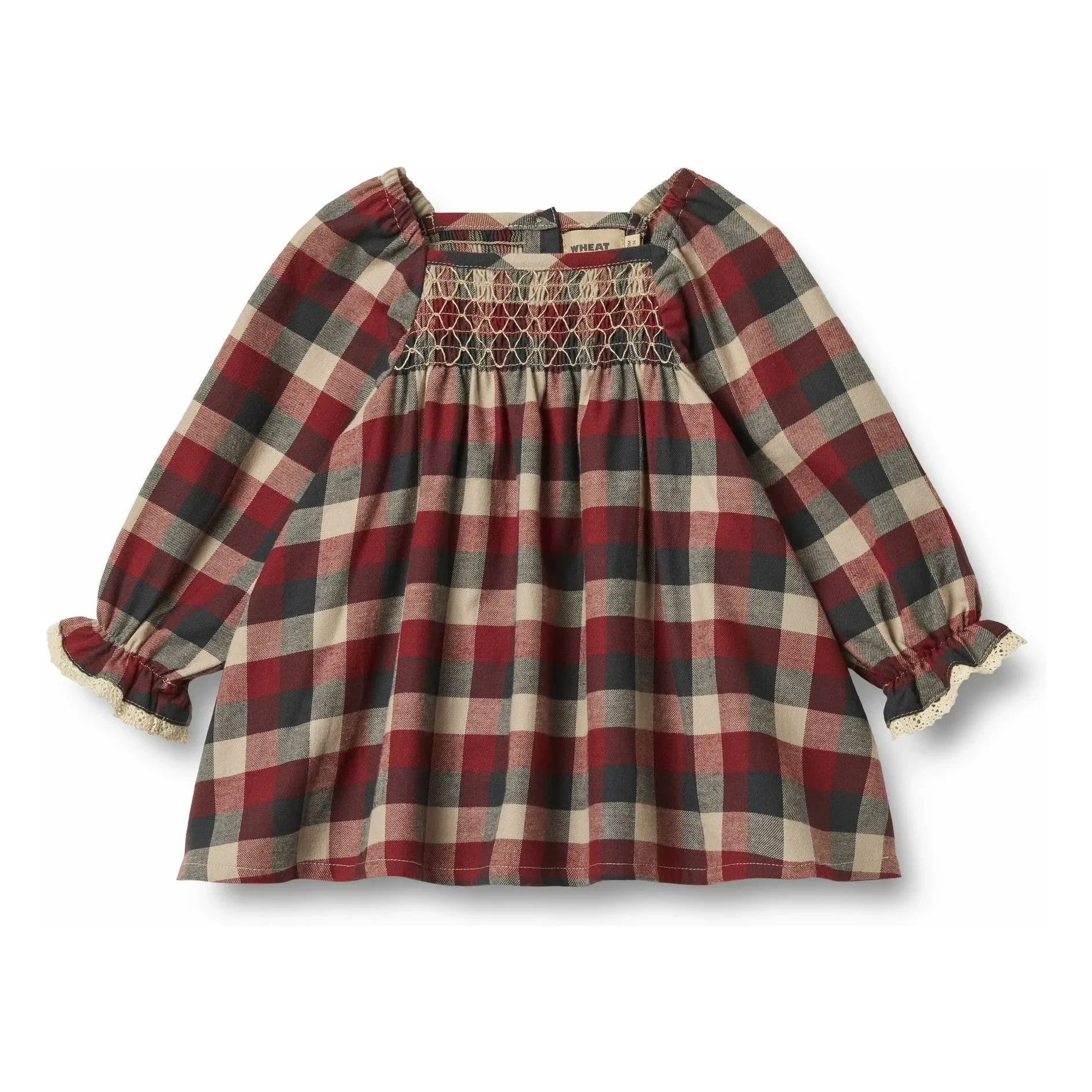 Wheat - Bella Dress Organic Cotton Checkered | Red