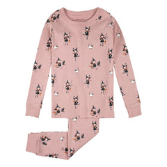 Petit Lem - Glow-in-the-Dark Witches Organic Cotton Pajamas | Pink