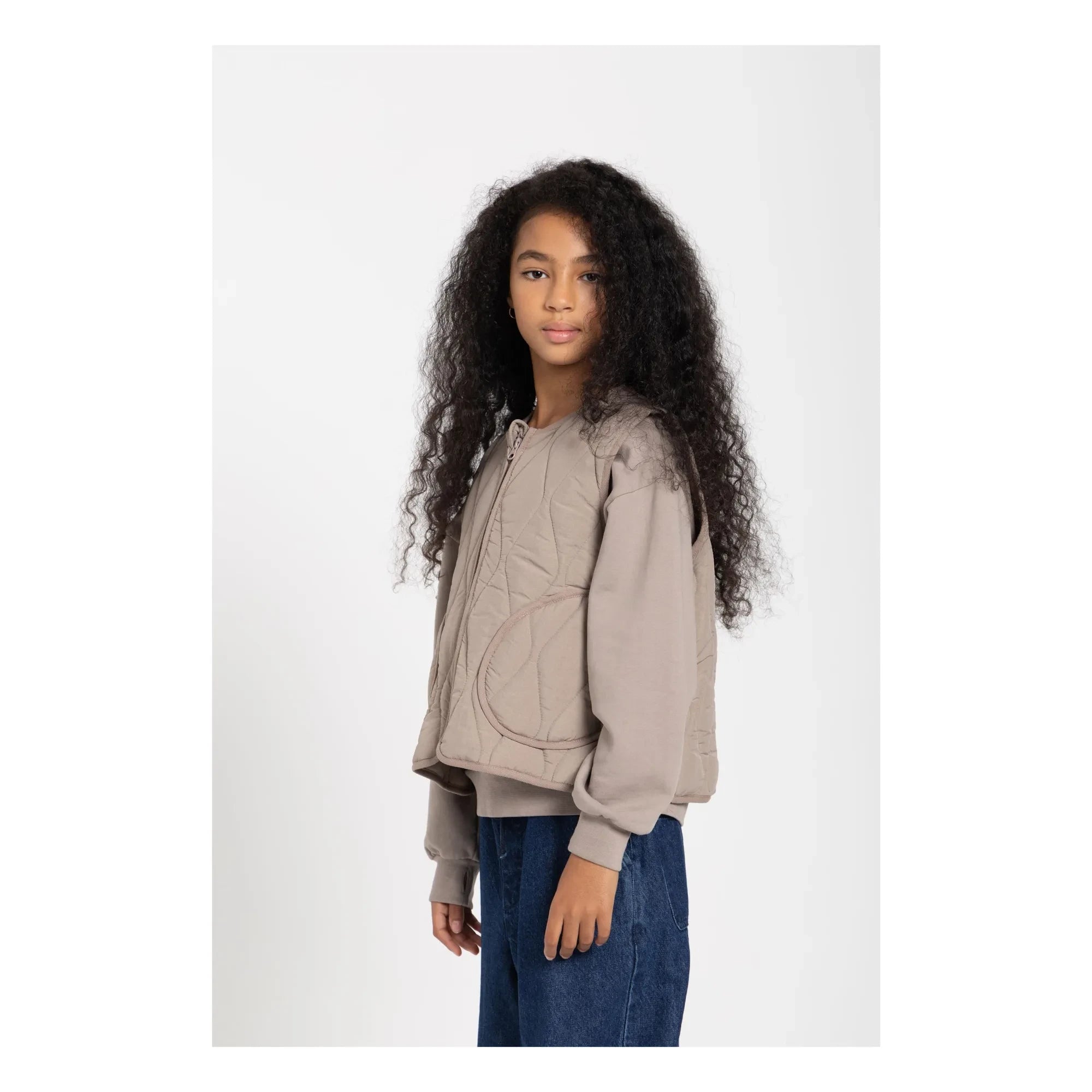 Smallable Kid - Sleeveless Quilted Cheer Jacket | Dark Gray