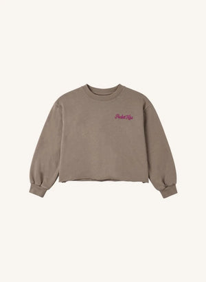 Smallable Kid - Plum Pocket Kiss Organic Cotton Sweatshirt | Frosty Brown