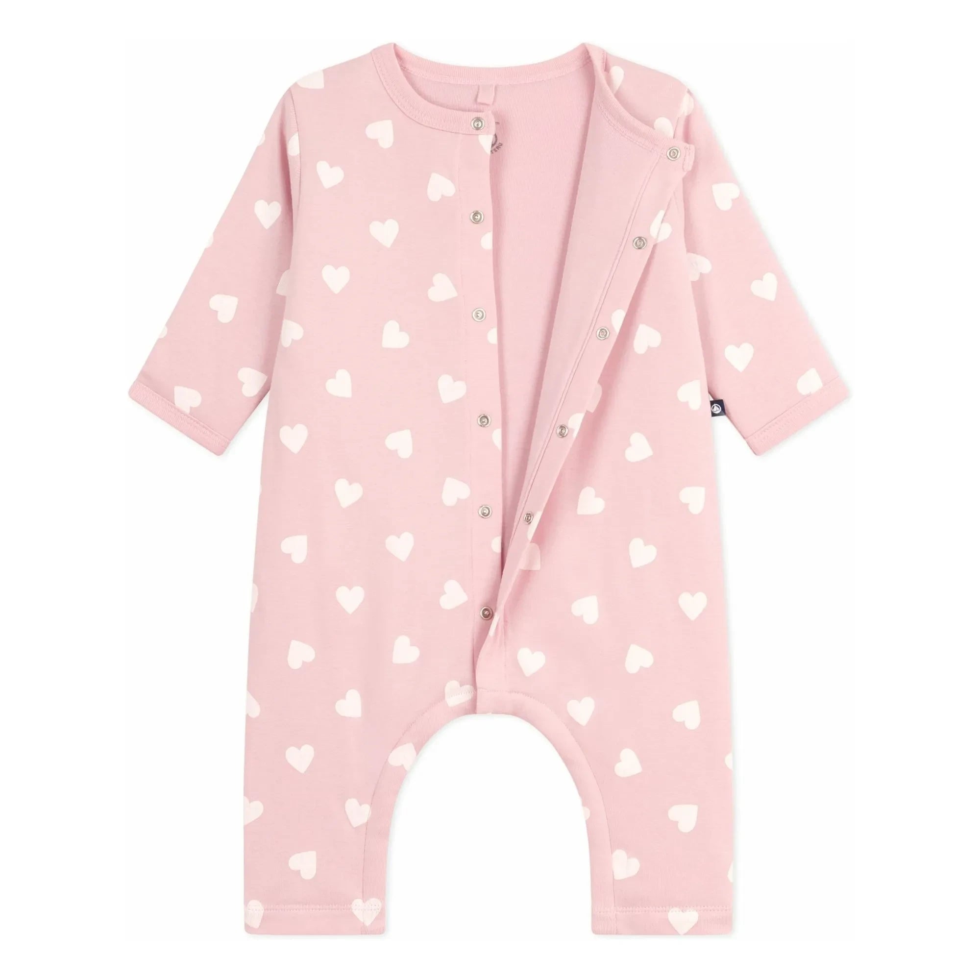 Petit Bateau - Cotton Padded Heart Romper | Light Pink
