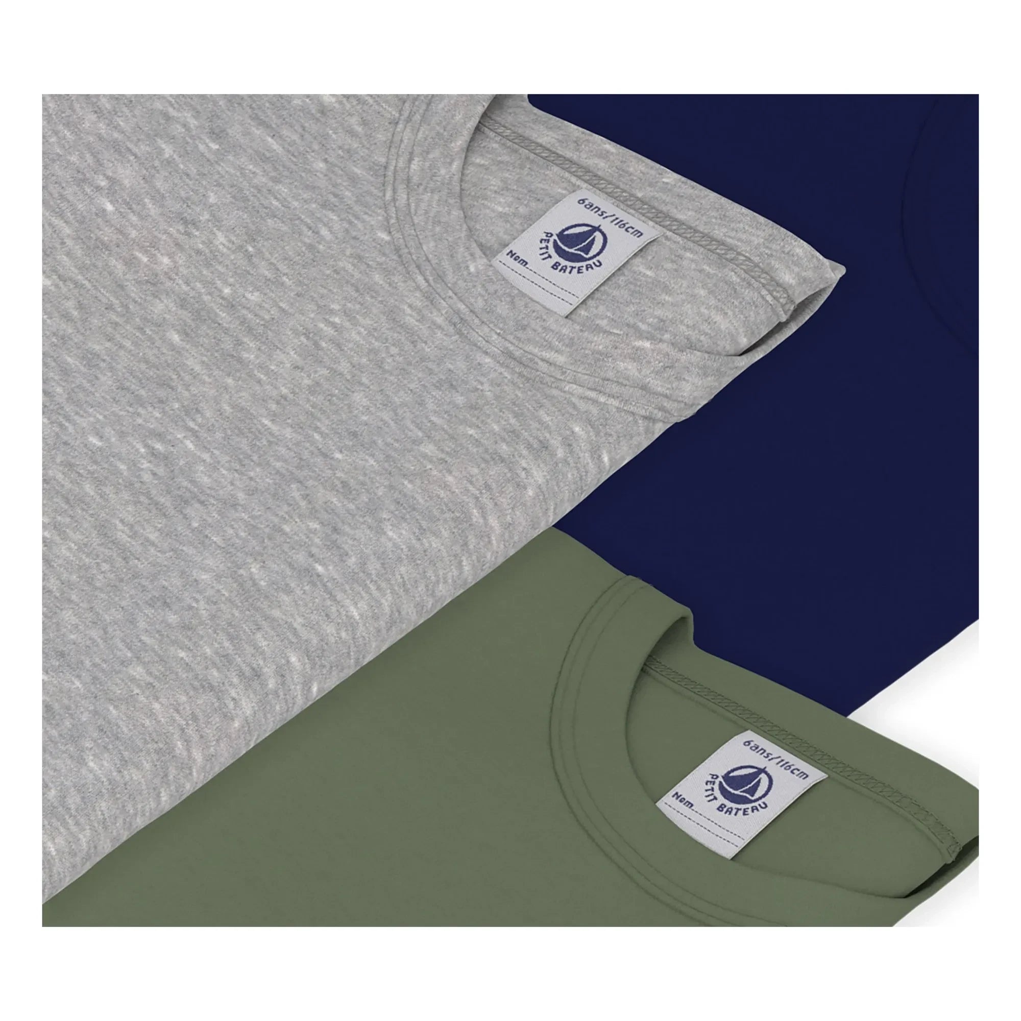 Petit Bateau - 3-Piece Plain T-Shirt Set | Khaki