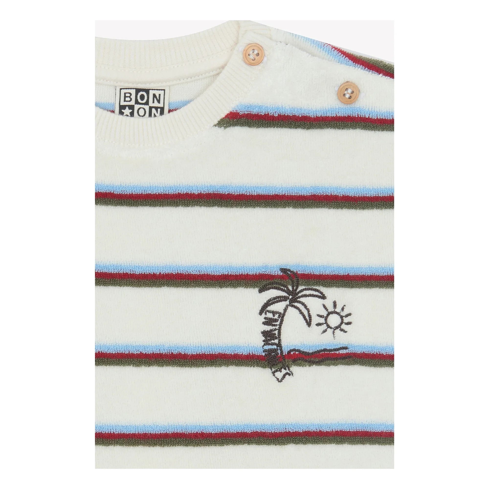 Bonton - Livo Viva Striped Terry T-Shirt | White