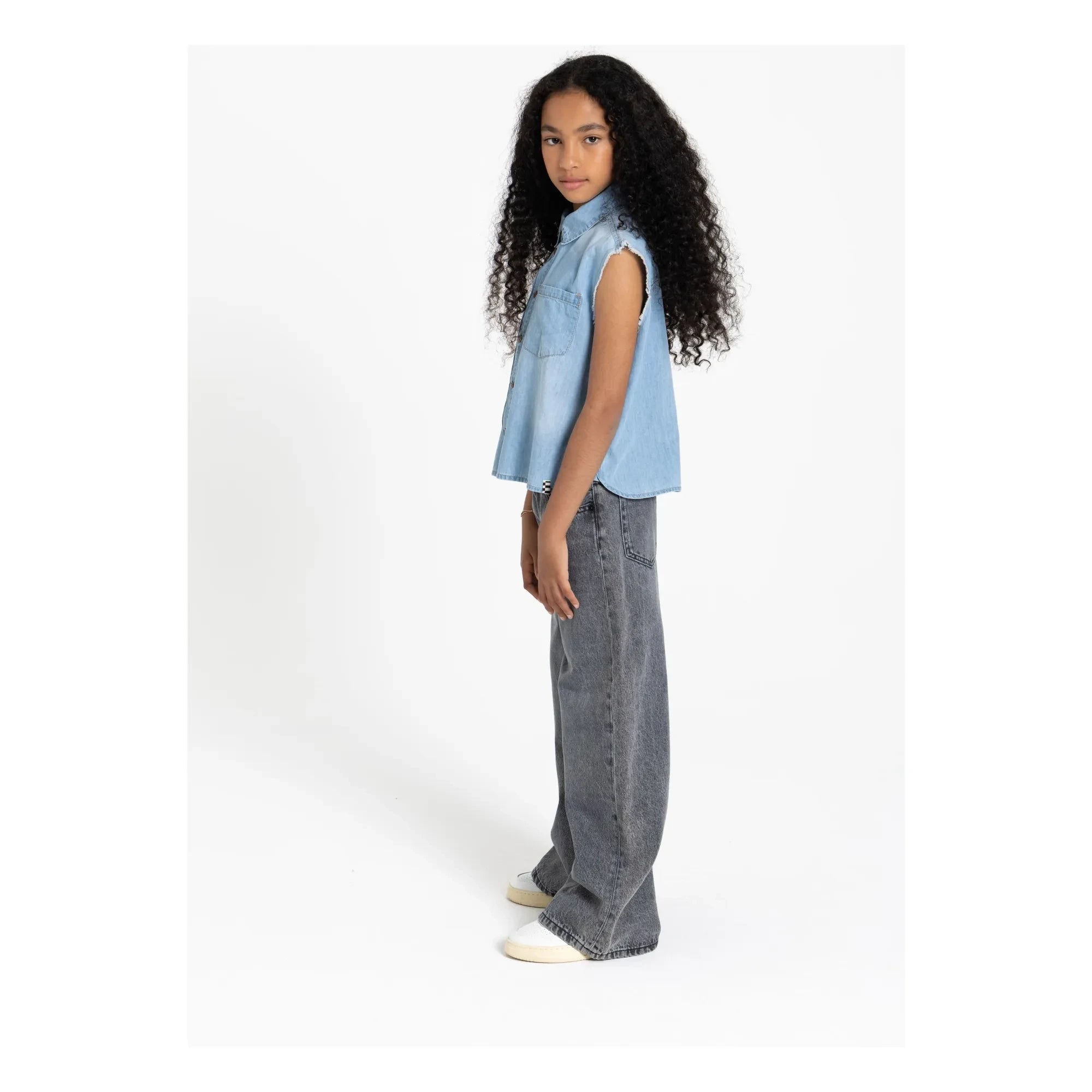 Finger in the Nose - Ella Sleeveless Denim Shirt | Gray