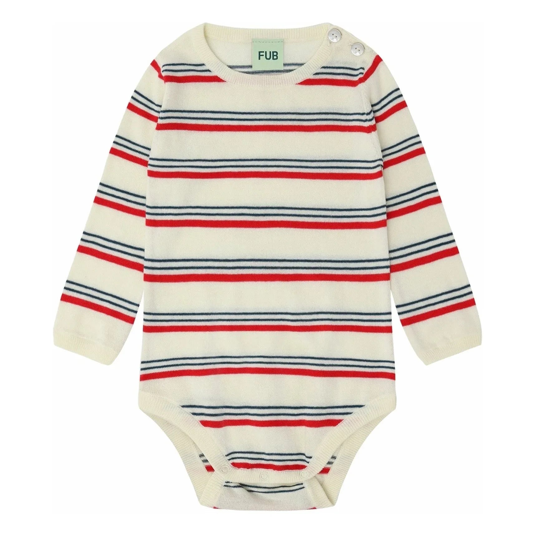 FUB - Striped Organic Cotton Long Sleeve Bodysuit | Red