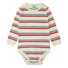 FUB - Striped Organic Cotton Long Sleeve Bodysuit | Red