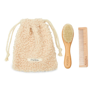 My Little Freckle - Hair Brush + Comb + Sherpa Pouch Set | Beige