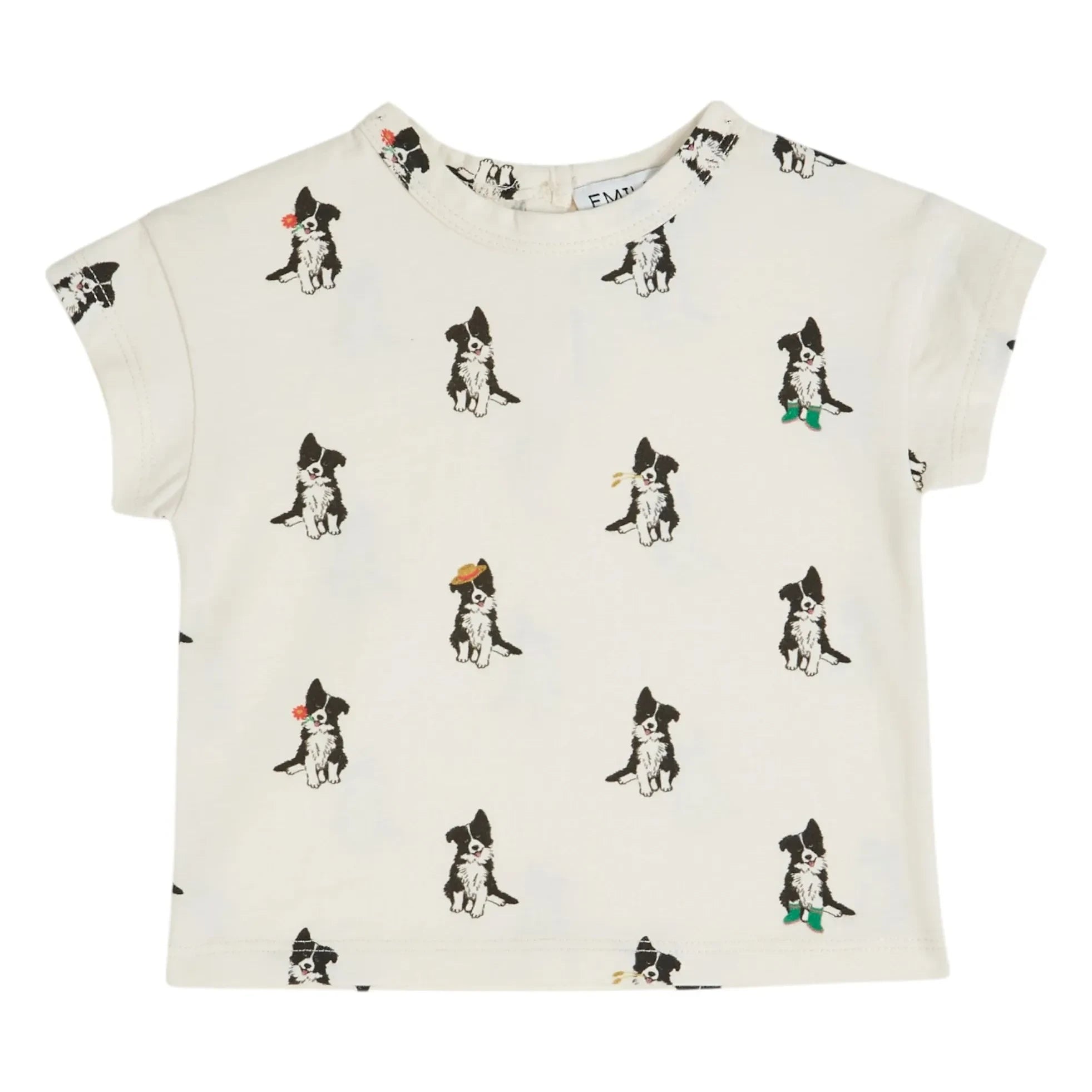 Emile et Ida - Border Collie Organic Cotton T-Shirt | Cream