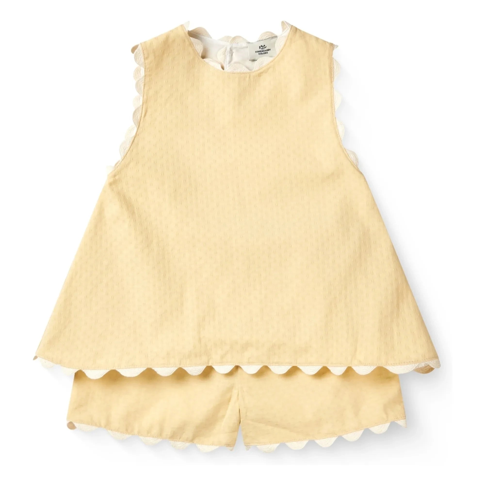 Copenhagen Colors - Organic Cotton, Wavy-Edge Top and Shorts Set | Pale Yellow