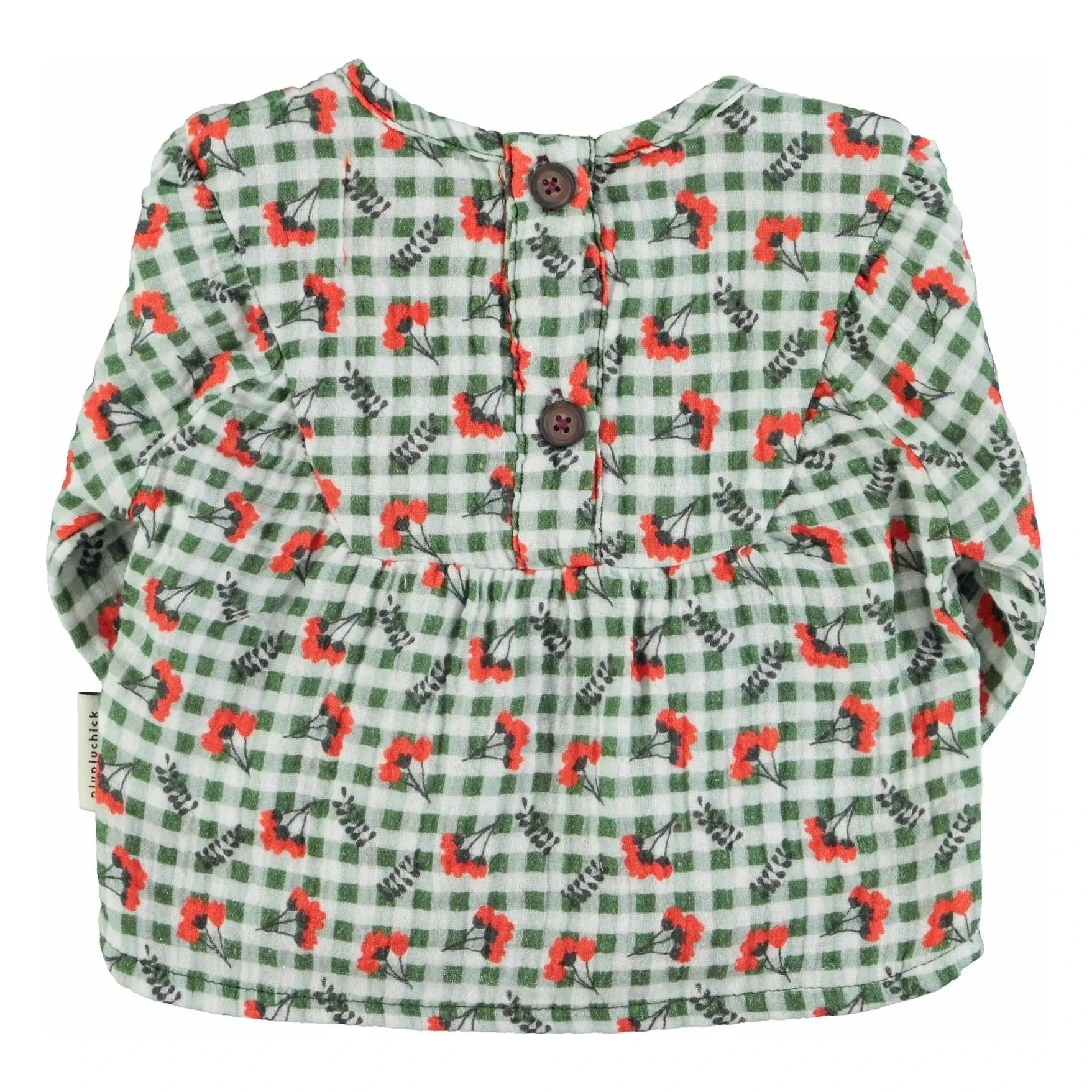 Piupiuchick - Checkered Floral Blouse | Green