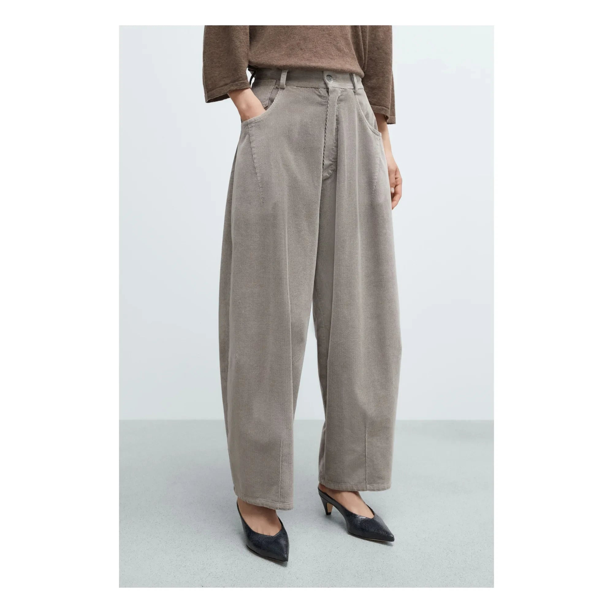 Cordera - Wide Velvet Pants | Gray