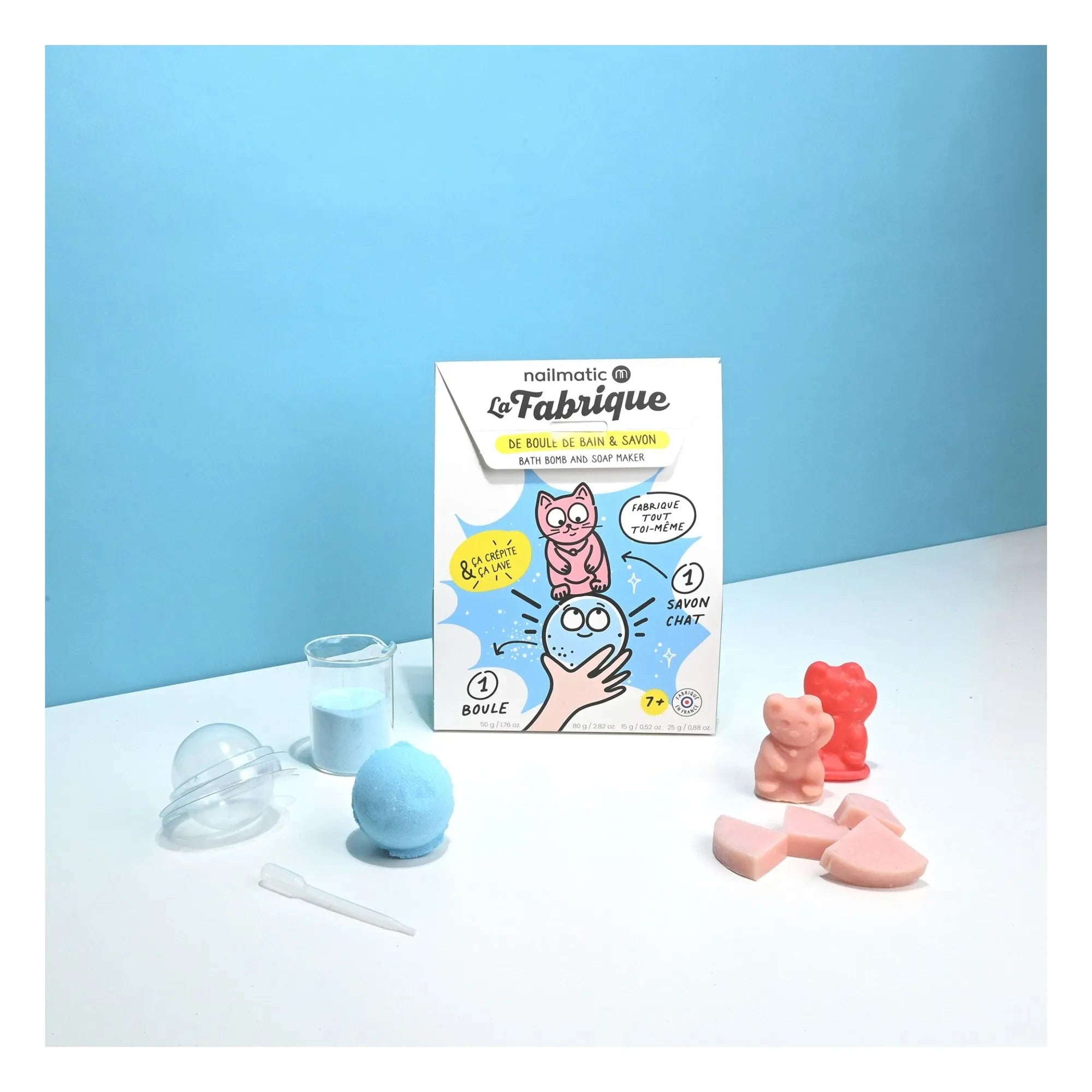 Nailmatic Kids - La Fabrique Soap and Bath Bomb Set - 1 Soap and 1 Bomb | Blue
